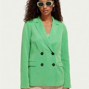 Scotch and Soda Women's Green Double-Breasted Blazer